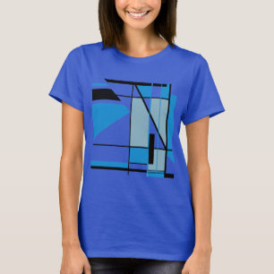 T-shirt Bleu Turquoise Mosaïque noire MCM Look Géométrique