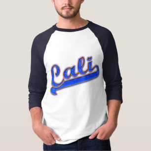 T-shirt bleu Vague jaune du logo de Cali