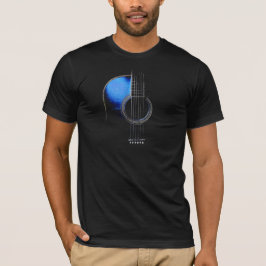 T-shirt bleu Vers 2 de guitare acoustique (voir