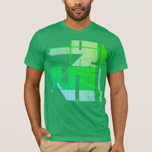 T-shirt Bleu Vert Géométrique Abstrait Art Sud-Ouest