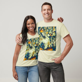 T-shirt bleu vert jaune et crème Whimsical Woods