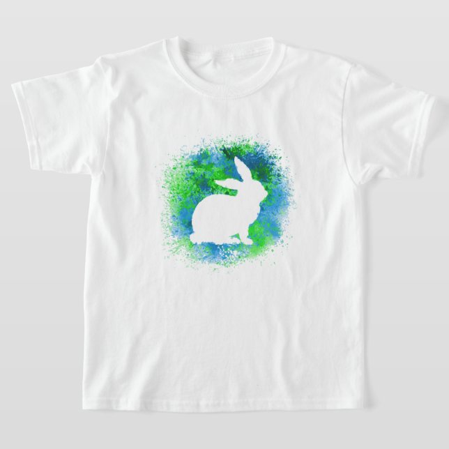T-shirt bleu vert lapin enfant (Poser)