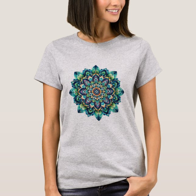 T-shirt bleu/vert Mandala Basic (Devant)