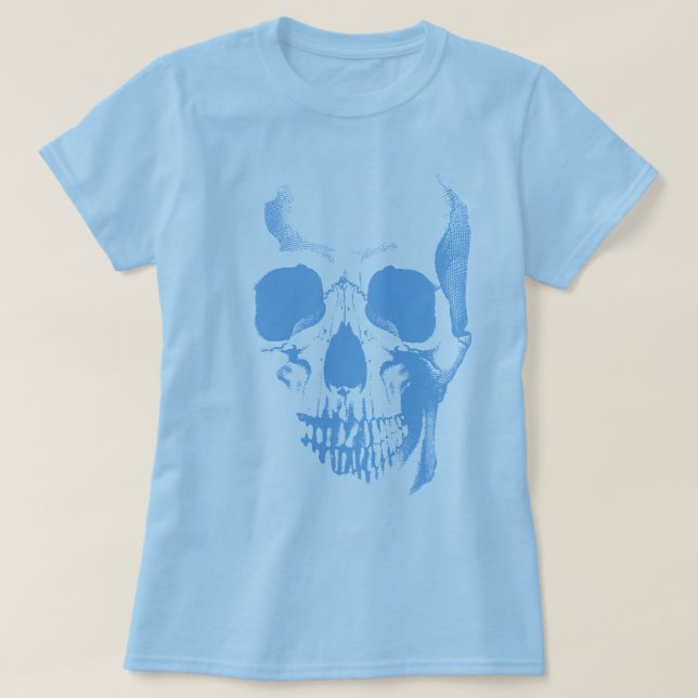 T-shirt bleu visage crâne (Design devant)