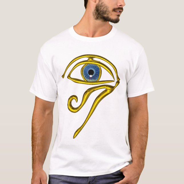 T-SHIRT BLEUE TALISMAN / OEIL OR HORUS (Devant)