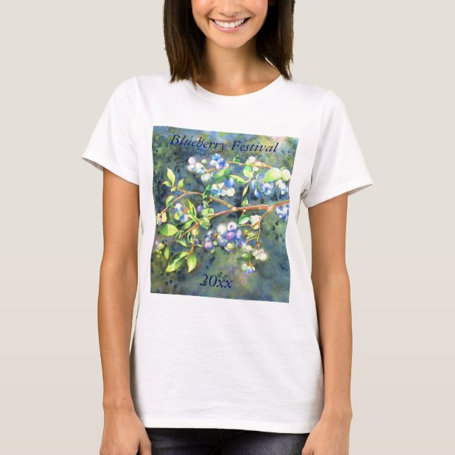 T-shirt Bleuets, fruit romantique Peinture d'aquarelle (Devant)