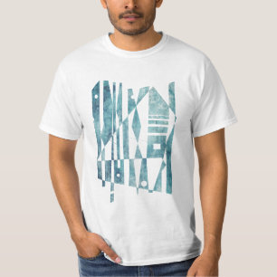 T-shirt Bleus géométrique