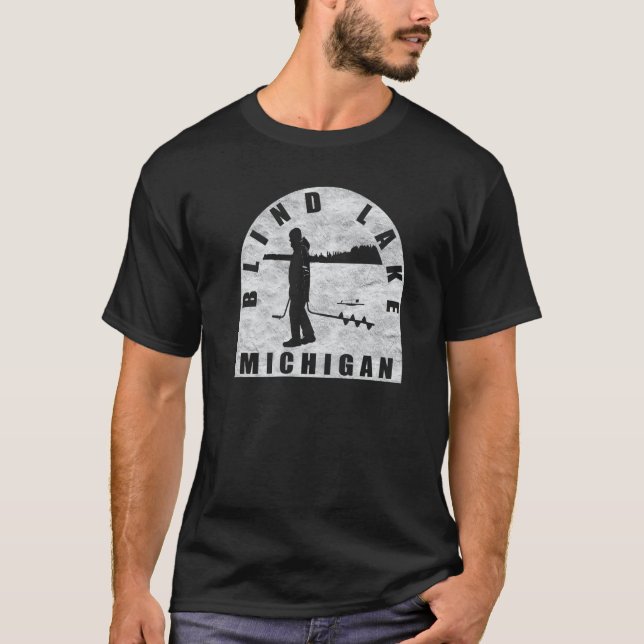 T-shirt Blind Lake Ice Fishing Michigan (Devant)