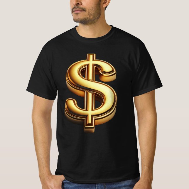 T-shirt Bling Dollar Noir & Or (Devant)