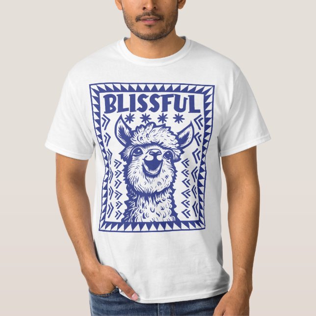 T-shirt Blissful Smiling Alpaca - Embrace le bonheur (Devant)
