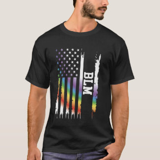 T-shirt BLM États-Unis Arc-en-ciel déprimé avec drapeau am