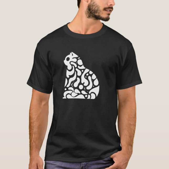 T-shirt Blob Chat Silhouette Cute et drôle Feline Lava Lam (Devant)