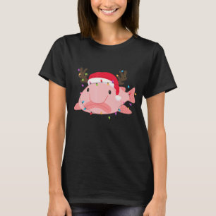 T-shirt Blobfish Christmas Light Santa Hat Blobfish