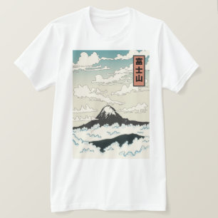 T-shirt Bloc d'art du Mont Fuji Japon.