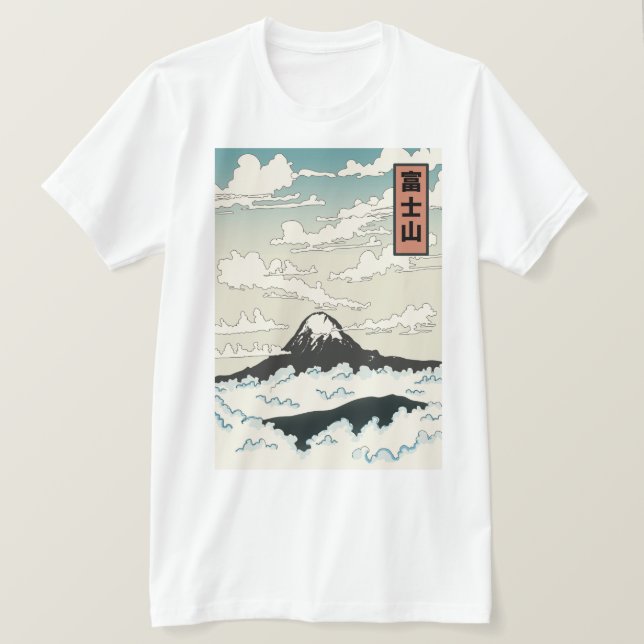 T-shirt Bloc d'art du Mont Fuji Japon. (Design devant)