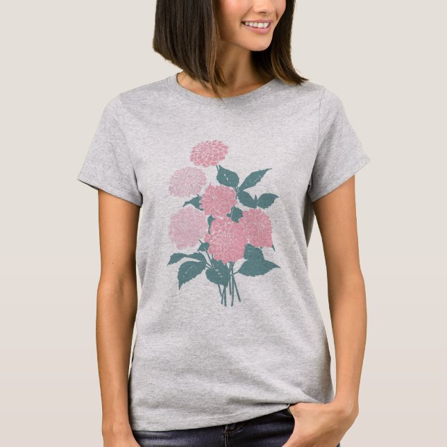 T-shirt Bloc de bouquet rose Fleur Imprimer dessin (Devant)