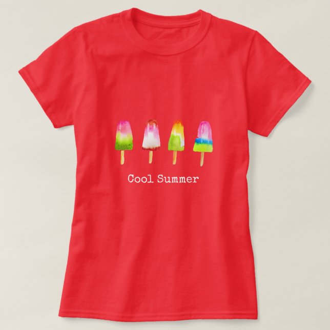 T-shirt Bloc de glace Popsicle Eté aquarelle mignonne (Design devant)