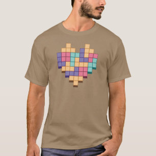 T-shirt Bloc de jeu de style rétro coeur