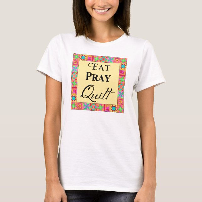 T-shirt Blocs de courtepointe Art Frontale Manger Plat Jau (Devant)