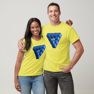T-shirt Blocs de Jouet Noir Bleu Funny Triangle Cartoon Ar