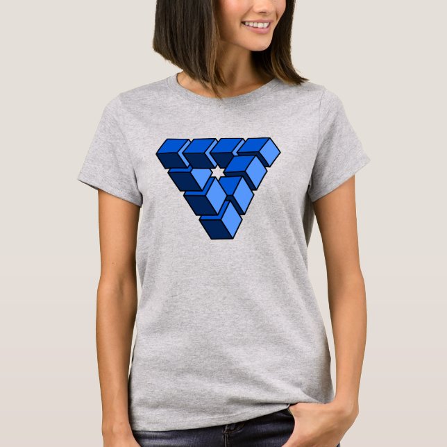 T-shirt Blocs de Jouet Noir Bleu Funny Triangle Pop Art (Devant)