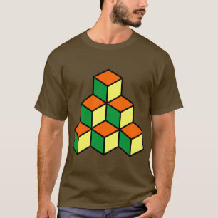 T-shirt Blocs géométriques - vert orange et jaune