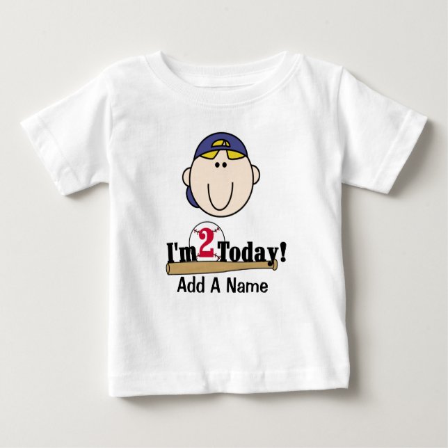 T-shirt Blond Boy Baseball 2nd Birthday (Devant)