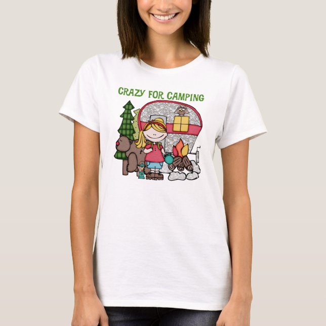 T-shirt Blond Girl Crazy Pour Camping (Devant)