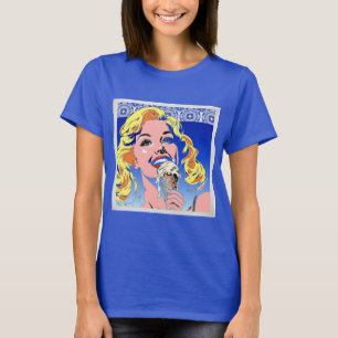 T-shirt Blonde mangeant une glace dans le style Pop Art co