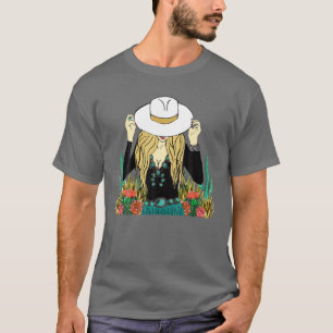 T-shirt Blonde Retro Cowgirl Punchy Cowhide Turquoise West