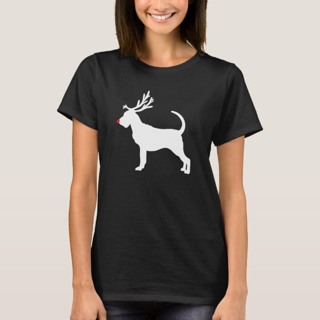 T-shirt Bloodhin Chien Reindeer Noël Antlers Noël (Devant)