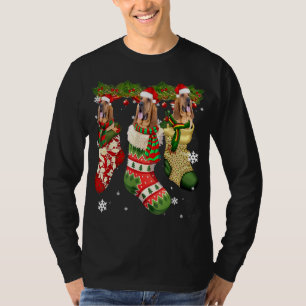 T-shirt Bloodhin Dans Sock Noël Santa Hat Chien de Noël Lo