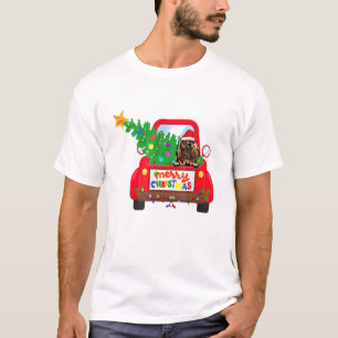 T-shirt Bloodhound Chien équitation Camion Rouge Noël Fête