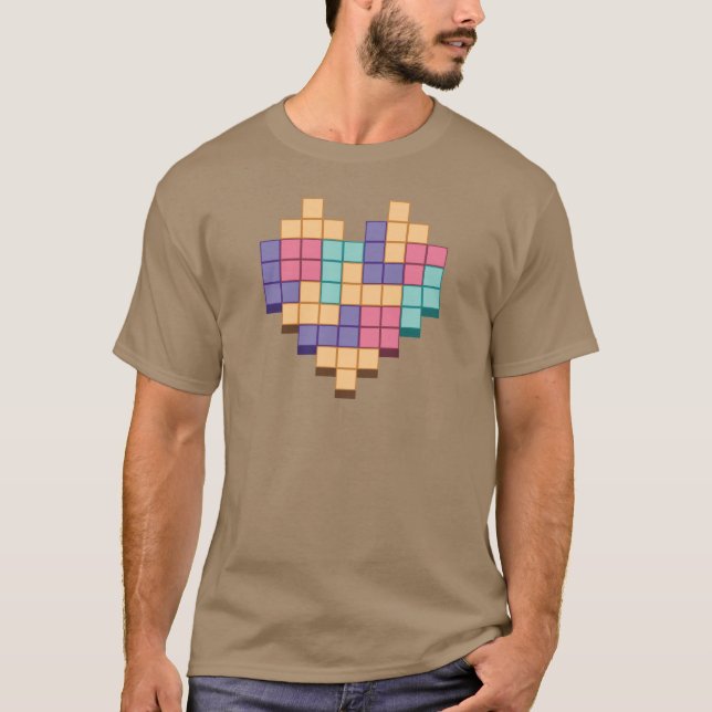 T-shirt Bloquer le style du coeur du jeu (Devant)