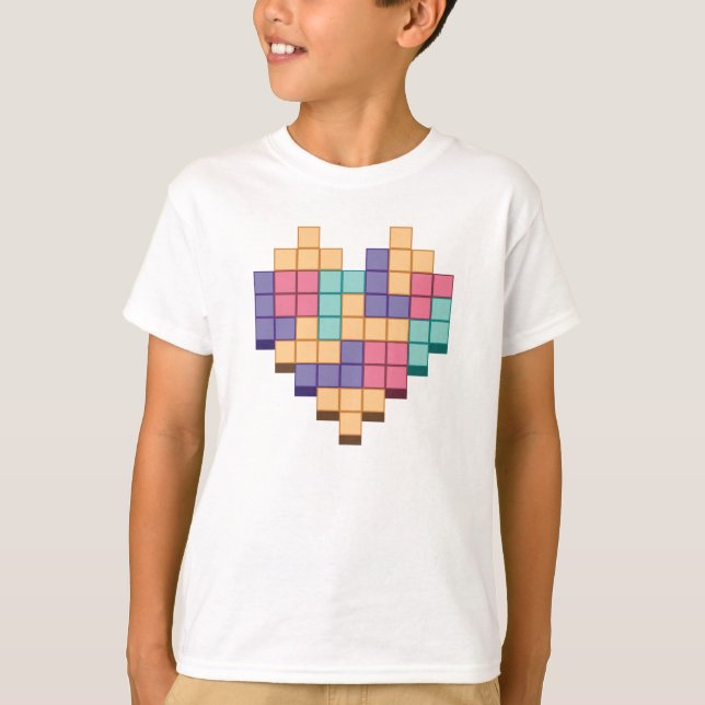 T-shirt Bloquer le style du coeur du jeu (Devant)