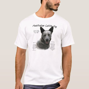 T-shirt Blue Australian Cattle Chig History; Blue ACD