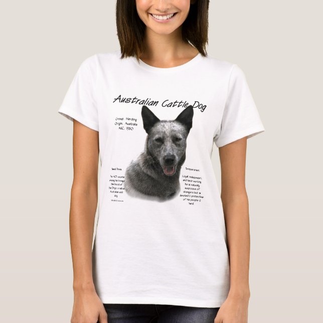 T-shirt Blue Australian Cattle Chig History; Blue ACD (Devant)