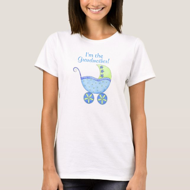 T-shirt Blue Baby Buggy "Je suis la grand-mère" (Devant)