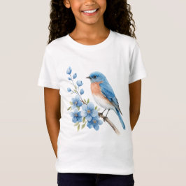 T-Shirt Blue bird with blue flowers