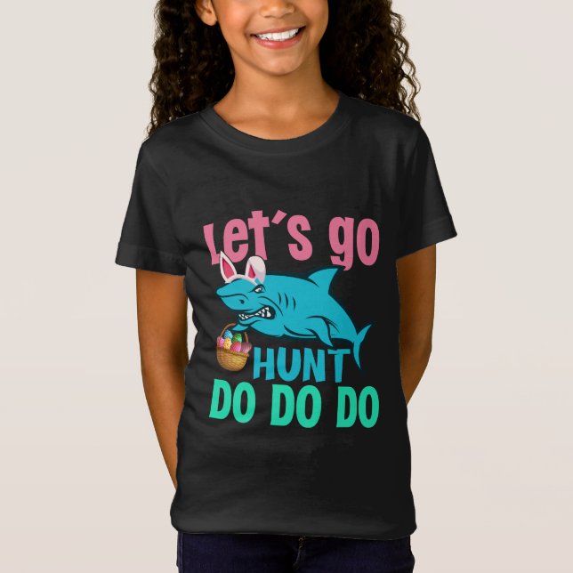T-Shirt Blue Bunny Oreilles requin Chasse aux oeufs de Pâq (Devant)