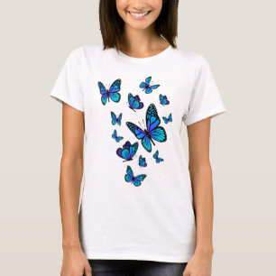 T-shirt Blue Butterfly Art Garden Beaux papillons