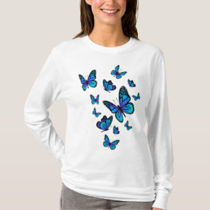 T-shirt Blue Butterfly Art Garden Beaux papillons