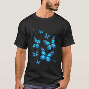 T-shirt Blue Butterfly Art Garden Beaux papillons