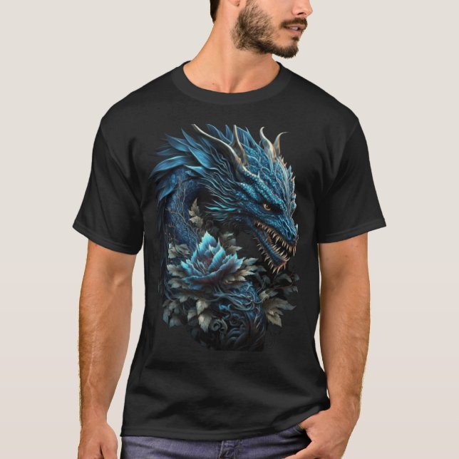 T-shirt Blue Chinese Dragon E Girl Aesthetic E Boy retro 9 (Devant)