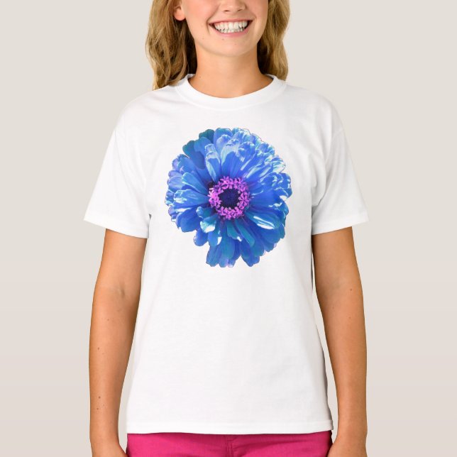 T-shirt Blue Daisy, photo florale bleue (Devant)