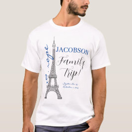T-shirt Blue Europe Paris Tour Eiffel Voyage en famille