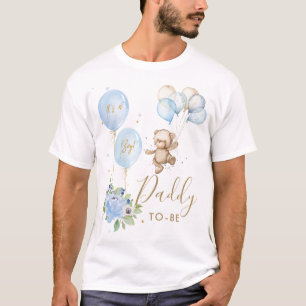 T-shirt Blue Floral mignonne ours garçon Baby shower papa 