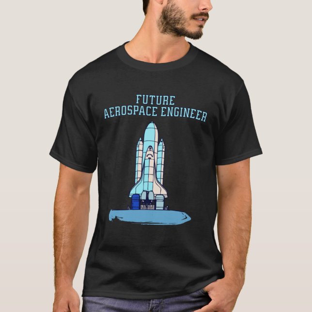 T-shirt Blue Future Aerospace Engineer For Kids Space Shut (Devant)