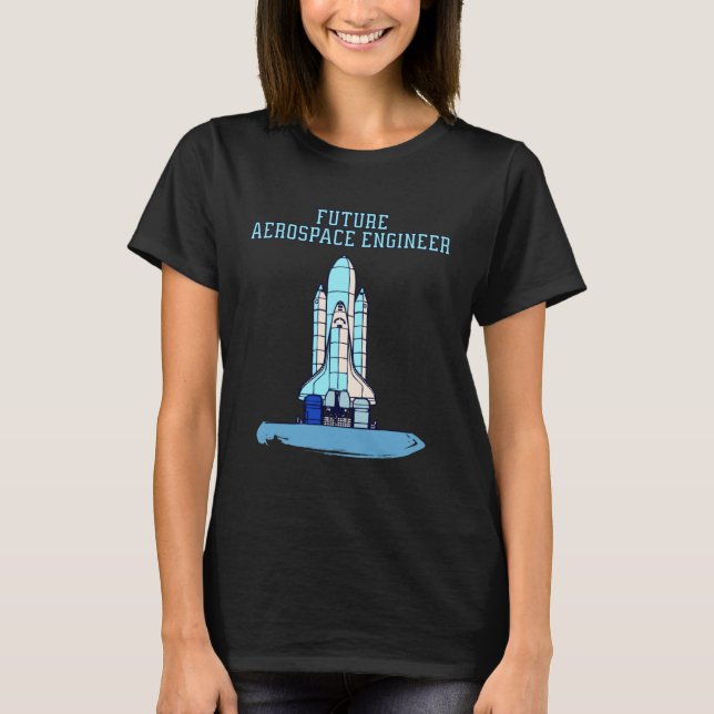T-shirt Blue Future Aerospace Engineer For Kids Space Shut (Devant)