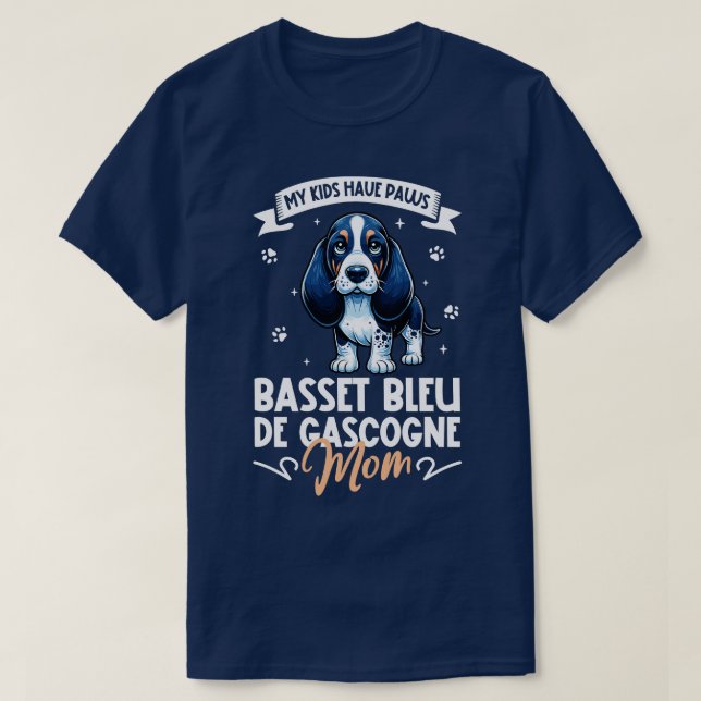 T-shirt Blue Gascony Basset Maman (Design devant)